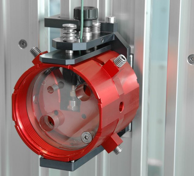 Support d'essai rouge d'une machine ChocTest UNIMEC