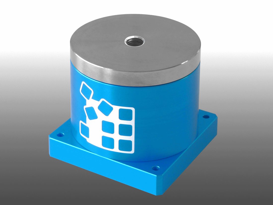 Table rotative électrique UNIMEC, cylindre bleu et plateau métallique